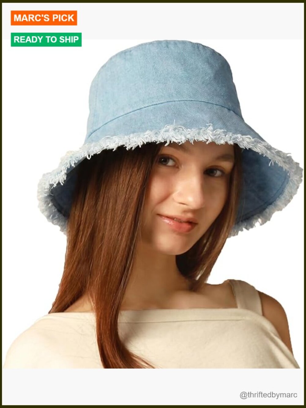 Frayed Bucket Hat - Unisex Cotton Floppy Wide Brim Boonie Sun Hat